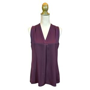 Theory Jamissa Silk V-Neck Shell Tank - Eggplant - M